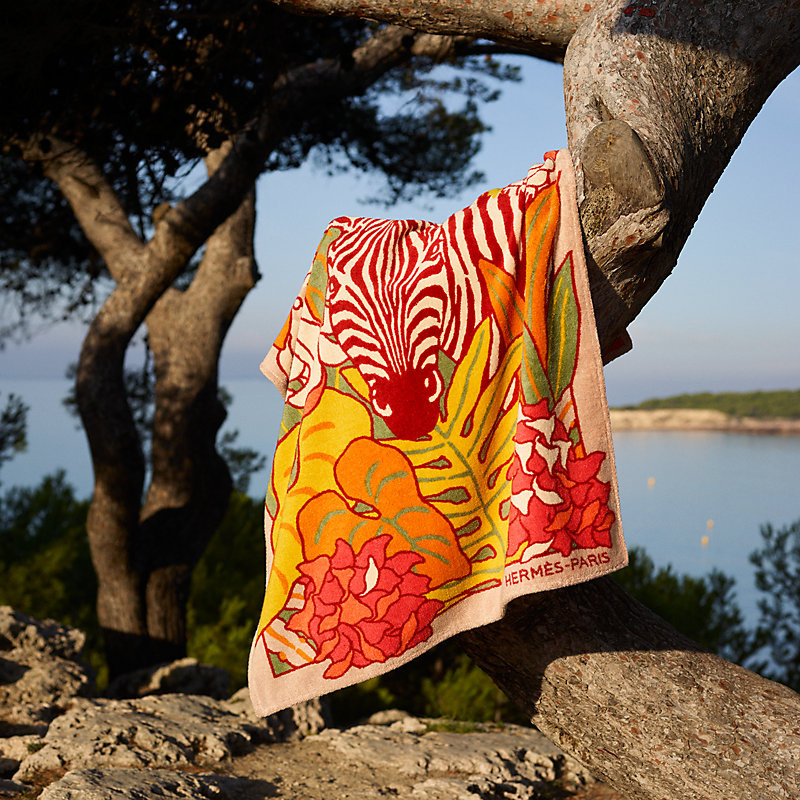 ビーチタオル 《オ・クール・ドゥ・レテ》 プリント - オレンジ